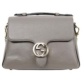 Gucci Bolsa de Ombro e Alça de Mão Cinza com Detalhes Entrelaçados