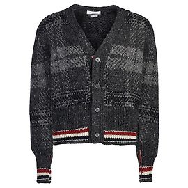 Thom Browne Cardigã de lã xadrez tartan para homem