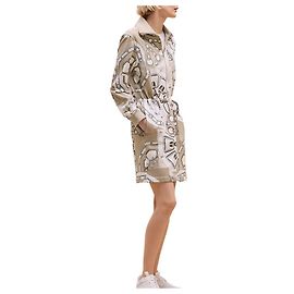 Hermès Vestido con cordón y cremallera en tejido duffle estampado