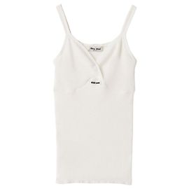 Top de punto de algodón Miu Miu Marrón