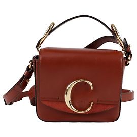 Chloé Mini Crossbody-Tasche aus Leder Signature Logo Sepia Brown