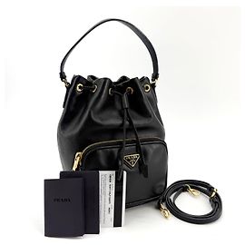 Prada Saco bucket de couro com logótipo triangular