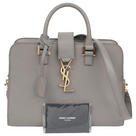 Autre Marque Borsa Cabas Baby Leather Tote Bag Gray with Gold Hardware