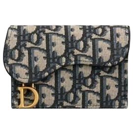Dior Saddle Bloom Kartenetui Blue Oblique Jacquard