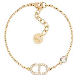 Dior Petit CD Bracelet Gold Finish Metal Silver Tone Crystal