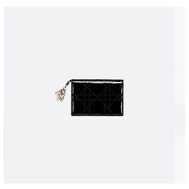 Dior Portacarte Lady Bloom Black Patent Cannage Calfskin