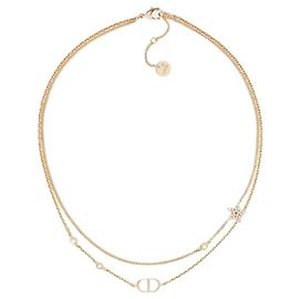 Dior Collar Doble Petit CD Metal Acabado Dorado Cristales Blancos