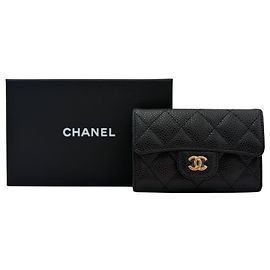Chanel Portacarte Classic Snap in vitello caviar oro