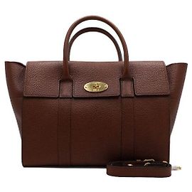 Mulberry Brown Leather Gold Logo New Bayswater Tote Bag and Shoulder Bag