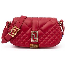 Versace Bolsa de ombro acolchoada em couro vermelho
