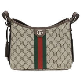 Gucci Ophidia GG Monogramm Stoff Schultertasche Beige