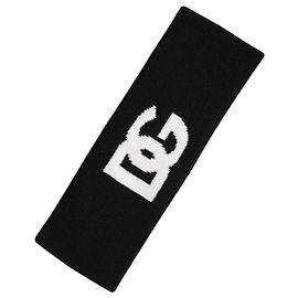 Dolce & Gabbana Fascia per Capelli in Cashmere Logo Bianco e Nero da Uomo