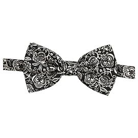Dolce & Gabbana Papillon regolabile in seta con motivo Paisley nero e bianco