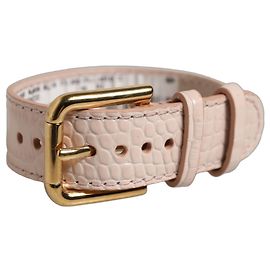 Dolce & Gabbana Pulseira de cinta com fivela dourada em couro gofrado rosa