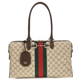 Borsa Gucci Horsebit Web beige in tela GG