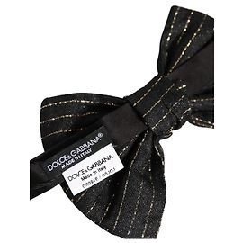 Dolce & Gabbana Papillon regolabile in seta a righe grigio scuro da uomo