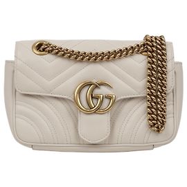 Gucci Borsa a tracolla Mini Matelassé Leather GG Marmont White
