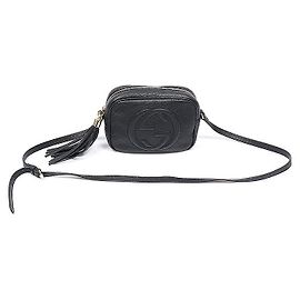 Gucci Borsa crossbody Soho Small in pelle nera con nappina dorata Disco