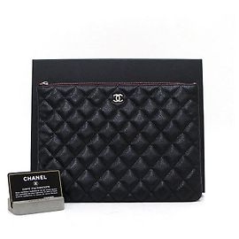 Chanel Black Caviar Silver-Trimmed Classic New Medium Clutch Bag