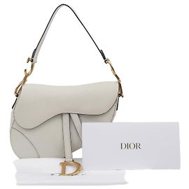 Dior Leder-Satteltasche Schultertasche Weiß