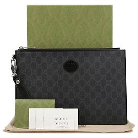 Gucci Interlocking Detail Pouch Black