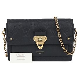 Louis Vuitton Leder-Chain-Wallet Crossbody Bag Schwarz