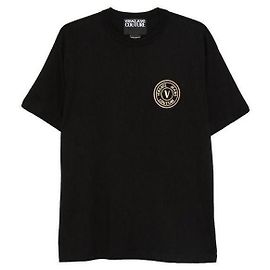 T-shirt Versace con Emblema Foil Nero Oro