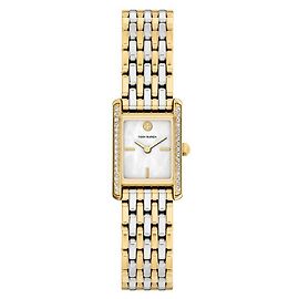 Tory Burch Die Eleanor quadratische Metalluhr für Damen mit Perlmutt