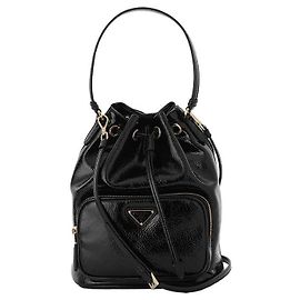 Prada Bolsa de Ombro Bucket Naflak Patent Triangle Logo Duet
