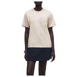 Hermès T-shirt Maxi à poche brodée pour femme manches courtes Beige