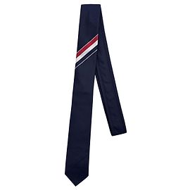 Gravata de lã às riscas Thom Browne Azul Marinho