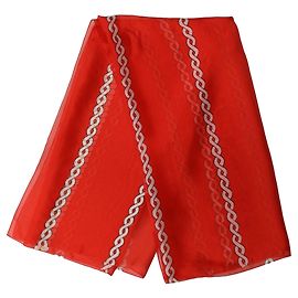 Dolce & Gabbana Red Silk Braided Rope Square Foulard Scarf