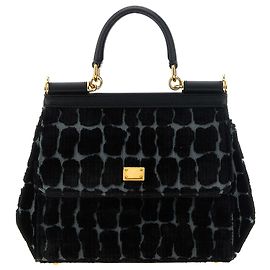 Dolce & Gabbana Sicily Small Handbag Black Animal Print