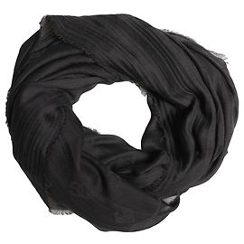 Dolce & Gabbana Sciarpa Stole in Pizzo da Uomo in Lana e Seta Nera con Frange