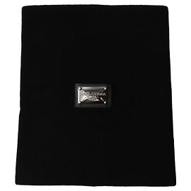 Dolce & Gabbana Sciarpa tour de cou in cashmere nero con placca logo