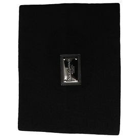 Dolce & Gabbana Sciarpa tour de cou in cashmere nero con placca logo