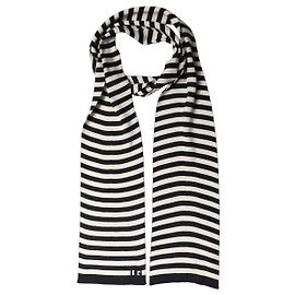 Dolce & Gabbana Sciarpa scialle in maglia di seta a righe bianche e nere