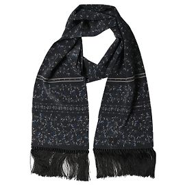 Dolce & Gabbana Sciarpa-stola in seta blu floreale con frange al collo