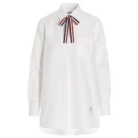 Thom Browne Blusa de algodón Oxford con lazo