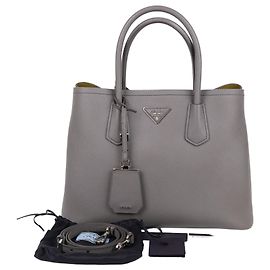 Prada Saco Tote e de Ombro Gray Dublè Silver