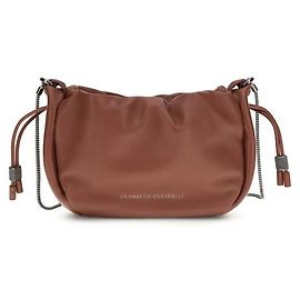 Brunello Cucinelli Borsa a tracolla Bos Taurus in pelle di vitello marrone