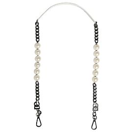 Dolce & Gabbana White Leather Silver Chain Bag Accessory Shoulder Strap