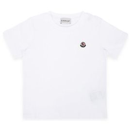 Moncler Kids Infante Logo Patch Cotton Short Sleeve (White)