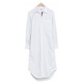 Thom Browne Oxford Langarm-Hemdkleid mit versteckten Streifen für Damen