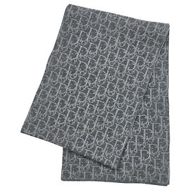 Sciarpa Dior Oblique in lana grigia