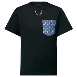 Louis Vuitton Monogram Pocket T-Shirt für Damen, Rundhals, Kurzarm