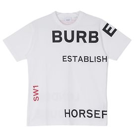 Burberry Camiseta Oversized de Algodón Estampada Blanca