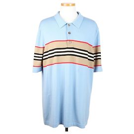 Burberry Vintage Kariert Polo Kurzarm Strick T-Shirt XXL