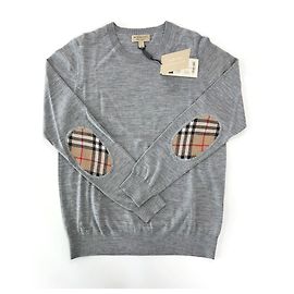 Burberry Camisola de malha de lã com xadrez e patches para mulher