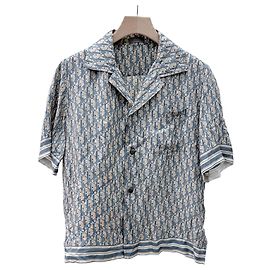 Dior Oblique Jacquard-Seidenhemd mit kurzen Ärmeln